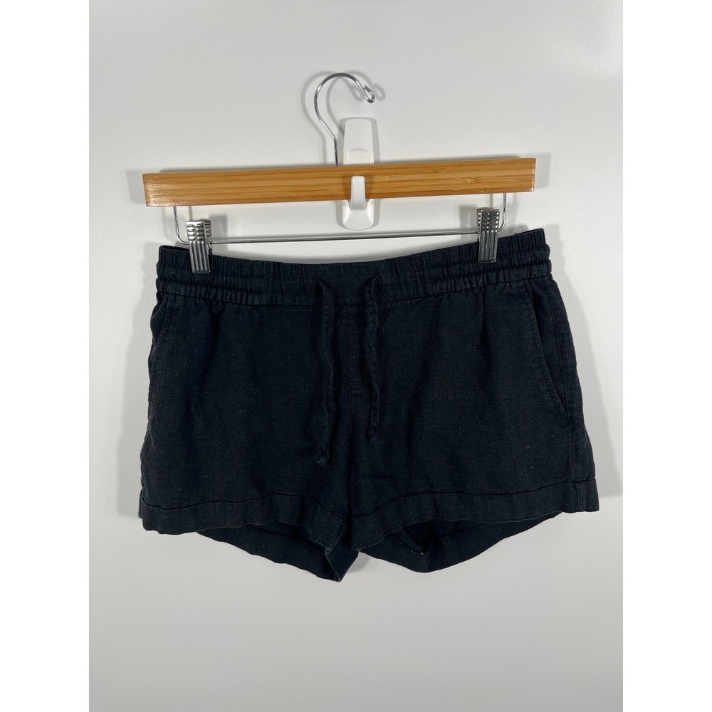 Old Navy Womens Linen Blend Shorts S Black Minimalist Capsule Chic Euro Summer